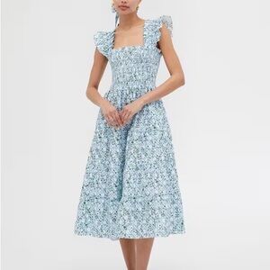 HILL HOUSE Ellie Nap Dress in Blue Basketweave Vine